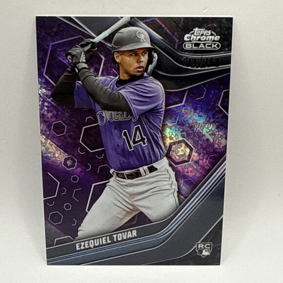 2023 Topps Chrome Black Ezequiel Tovar Purple Refractor /150 RC Rookie Rockies - Picture 1 of 3